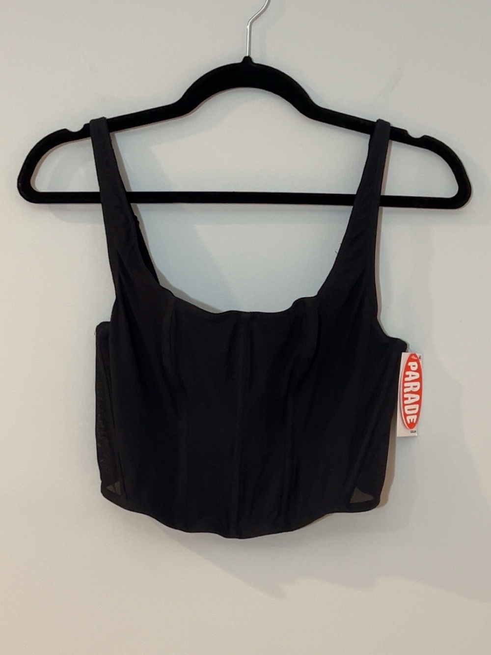 NWT Parade Eightball Corset Bralette Black Mesh Nylon Bustier Stretchy & Sexy